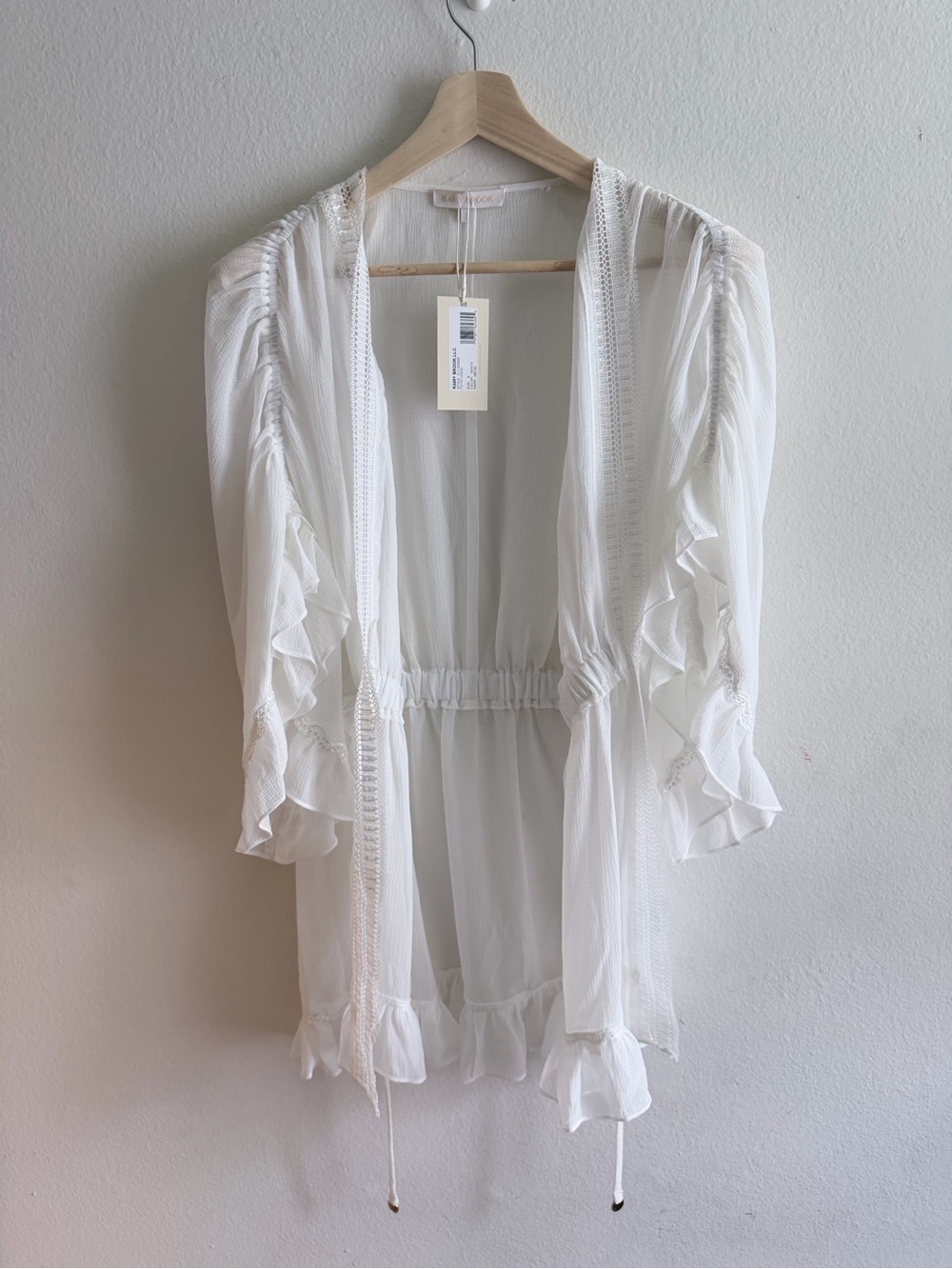 Ramy Brook Pietro Dress White Sequin Trim Boho Cover-Up Tunic Small NWT - Picture 8 of 8